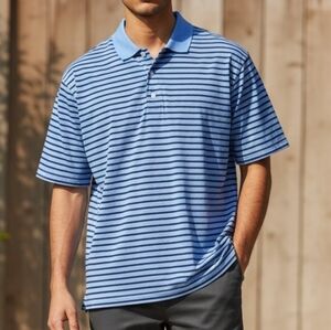 Classic Blue Striped Golf Polo Shirt